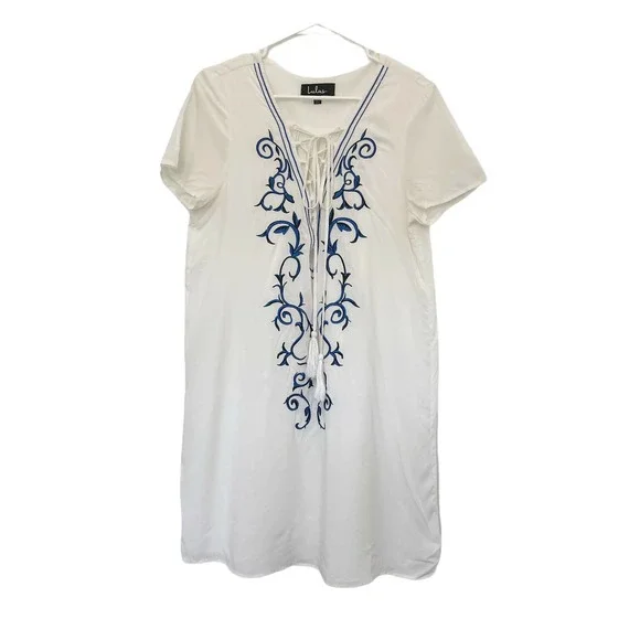 Lulus Down in Kokomo Embroidered Shift Dress M - Picture 2 of 8